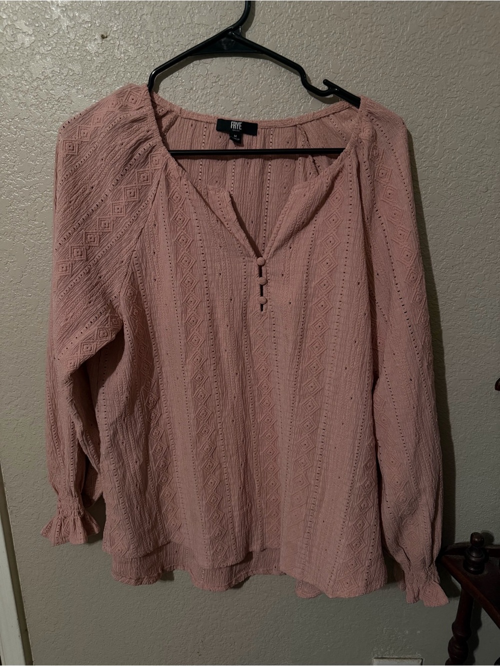 Frye Dusty Rose Eyelet Peasant Tunic